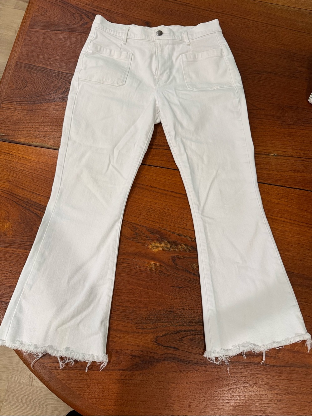 Frame white flare crop jeans